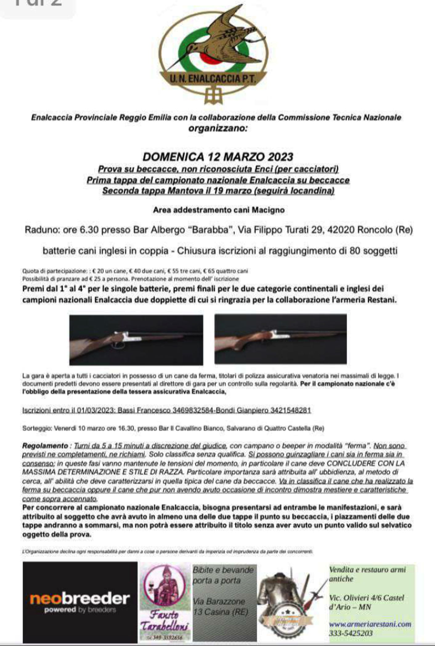 Reggio Emilia Beccaccia Inglesi prima prova - (12/3/2023)